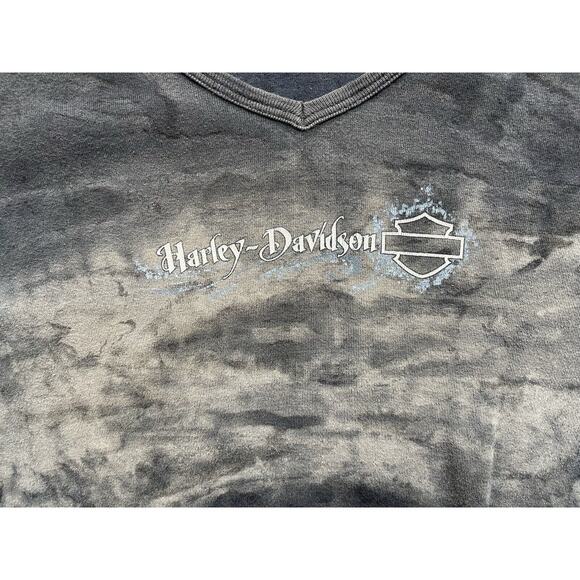 HARLEY-DAVIDSON Women's Medium 3/4 Sleeve Tie Dye V-Neck Shirt, Fond Du Lac WI - Picture 2 of 6